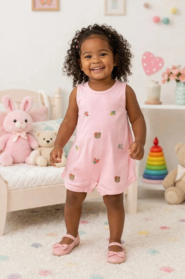 Romper Regata Ursinha Floral