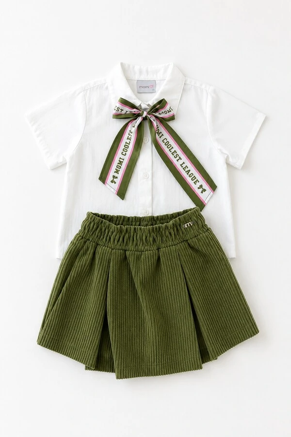 Conjunto Camisa e Saia Veludo