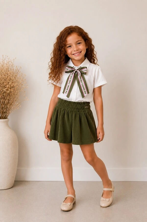 Conjunto Camisa e Saia Veludo