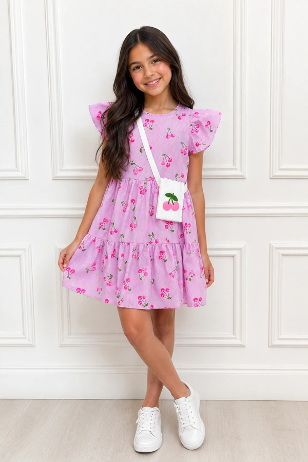 Vestido cherry listrado