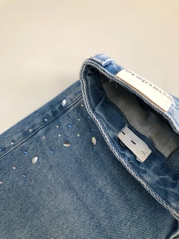 Calça Wide Leg Jeans Com Brilho