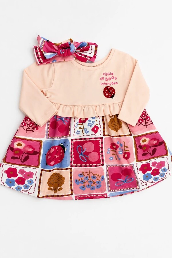 Conjunto Vestido Manga Longa e Faixa