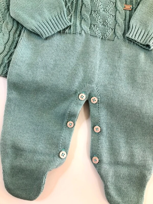 Saída Maternidade Hug em Tricô Verde Menta com Manta