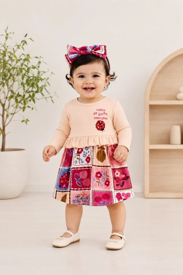 Conjunto Vestido Manga Longa e Faixa