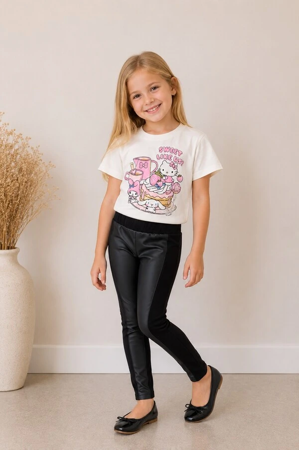Calça Legging Montaria Recorte em Couro