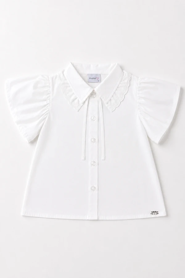 Camisa com renda e laço