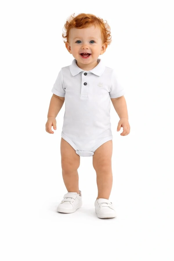 Body Polo Branco Bebê