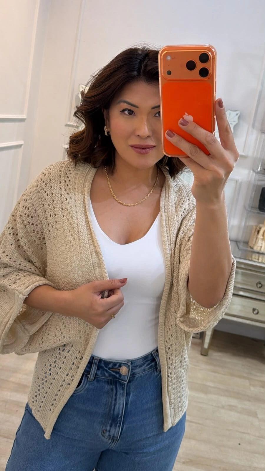 Foto Kimono Tricot Vazado Fabi Mangas 3/4