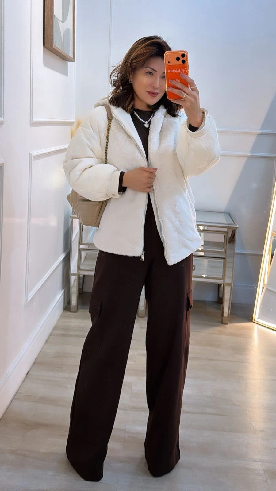 Foto Jaqueta Casaco Puffer Nylon Com Teddy Estella Mangas Bufantes