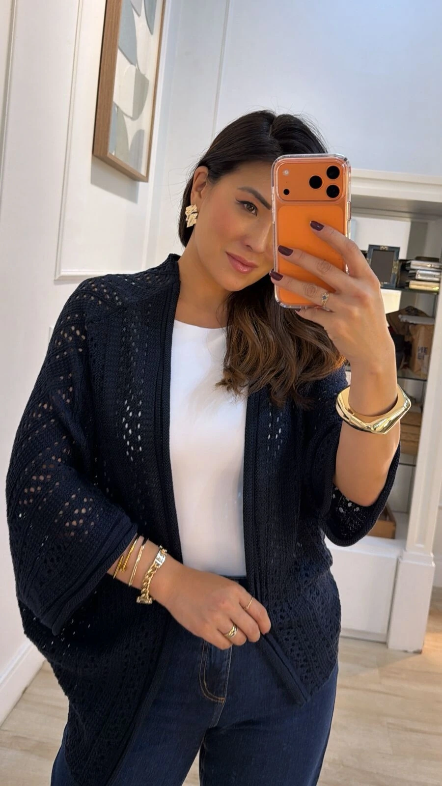 FotoKimono Tricot Vazado Fabi Mangas 3/4