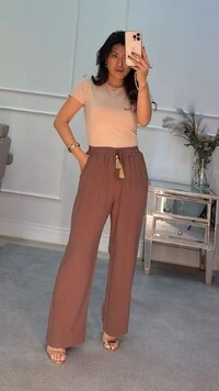 Calça Pantalona Teresa Amarração Com Tassel Nas Pontas