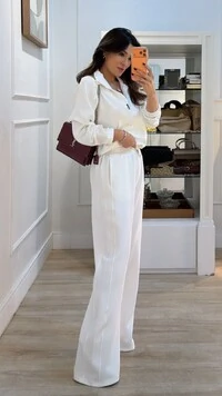 Conjunto Moletom Luiza Blusa Detalhe Elástico Nos Punhos E Calça Pantalona