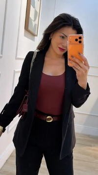 Maxi Blazer Viscose Com Linho Brenda Martingalê Nos Punhos