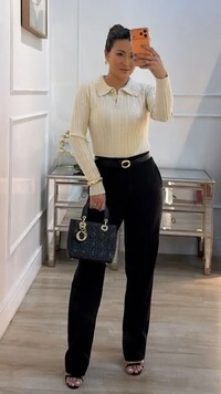 Blusa Tricot Gola Polo Agatha Botões Resinados Na Gola