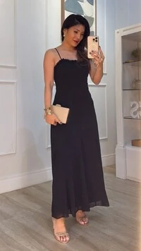 Vestido Chiffon Alças Finas Júlia Decote Coração Com Detalhe