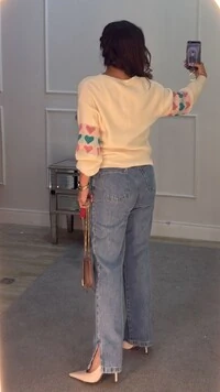 Cardigan Tricot Flora Com Corações Multicolor