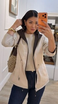 Parka Dupla Face Capuz Removível Manu Com Puxadores Reguláveis