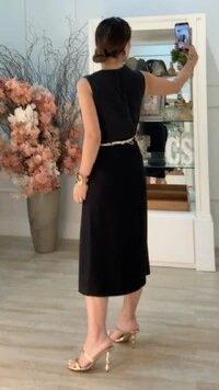 Saia Midi Viscose Tania Fenda Frontal