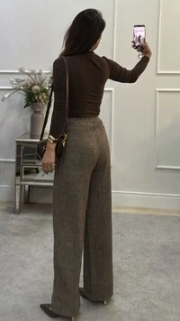 Calça Pantalona Bella Detalhes Zigue Zague
