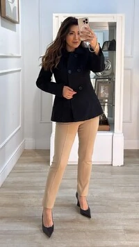 Casaco Lã Batida Samira Botões Duplos E Bolsos Faca