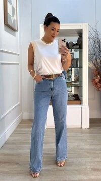 Blusa Regata Denise Punhos Bicolor