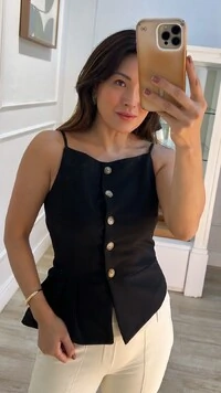 Colete Alfaiataria Daphne Barrado Assimétrico Com Pregas