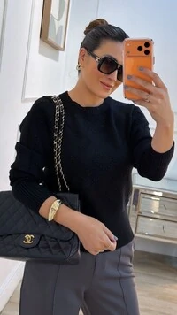 Blusa Tricot Pandora Corações Em Relevo Frontais E Nas Mangas