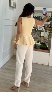 Blusa Regata Alongada Tricot Peplum Jamile