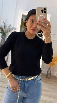 Blusa Tricot Sarah Com Texturas Diagonais