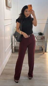 Calça Pantalona Tabatha Cinto Couro Eco