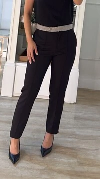 Calça Alfaiataria Melody Com Detalhe De Tweed Na Pala