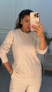 Blusa Tricot Jacky Trançados E Mangas Longas Princesa