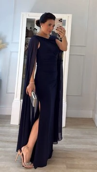 Vestido Longo Detalhe Drapeado Fernanda Fenda Lateral