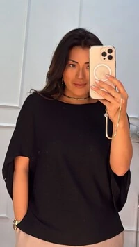 Blusa Ampla Canelado Horizontal Lili