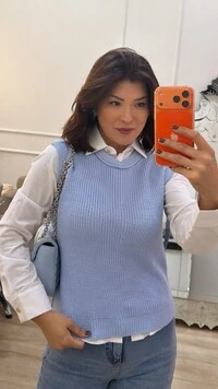 Blusa Regata Tricot Natasha Gola Careca