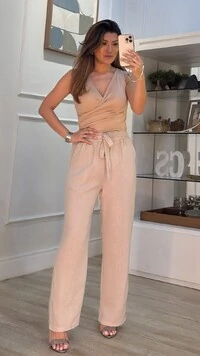 Calça Pantalona Yasmin Cinto Faixa Fixo