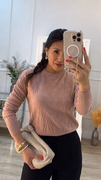 Blusa Tricot Sarah Com Texturas Diagonais