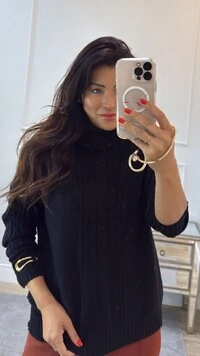 Blusa Tricot Gola Rolê Margoth Detalhes Trançados E Zigue E Zague