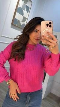 Blusa Tricot Trançados Pela Peça Briana Mangas Bufantes