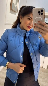 Jaqueta Puffer Nylon Cecilia Punhos E Barrado Largos Canelados