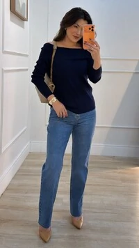 Blusa Tricot Canelada Thais Ombro À Ombro