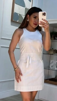 Vestido Curto Nick Cinto Faixa Largo Com Pregas