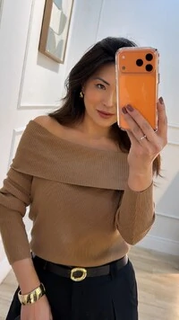 Blusa Tricot Canelada Thais Ombro À Ombro