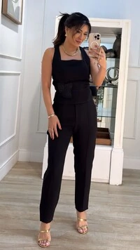 Blusa Regata Alfaiataria Noelle Brochê De Folhas