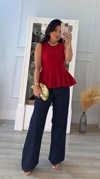 Blusa Regata Alongada Tricot Peplum Jamile