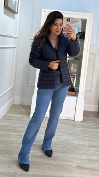 Jaqueta Nylon Pespontos Na Horizontal Michelly Ziper Onix