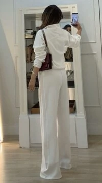 Conjunto Moletom Luiza Blusa Detalhe Elástico Nos Punhos E Calça Pantalona