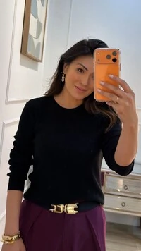 Blusa Tricot Manoela Punhos E Barrado Canelados