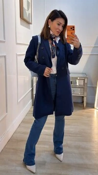 Casaco Sobretudo Bolsos Fake Com Lapela Ashley Cinto Faixa