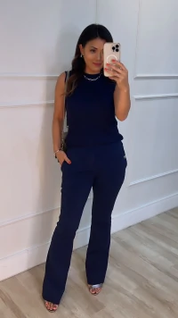 Regata Tricot Canelado Halley Detalhe Gola Enrolado